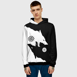 Толстовка-худи мужская Волки Одина с воинской символикой, цвет: 3D-черный — фото 2