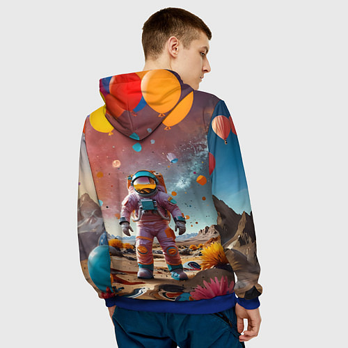 Мужская толстовка Праздничный космонавт / 3D-Синий – фото 4