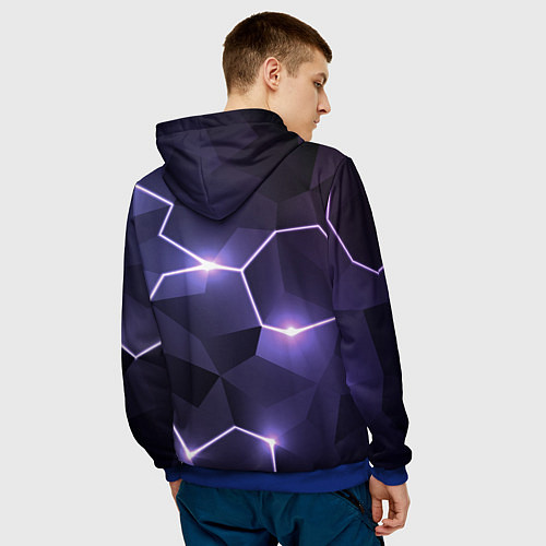 Мужская толстовка Молниеносная геометрия с подсветкой / 3D-Синий – фото 4