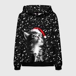 Мужская толстовка Милый котенок - первый снег