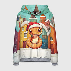 Мужская толстовка Рыжая змея в новогоднем городке