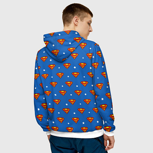 Мужская толстовка Супермен узор / 3D-Белый – фото 4