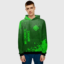Толстовка-худи мужская My Chemical Romance - green gradient вертикально, цвет: 3D-черный — фото 2