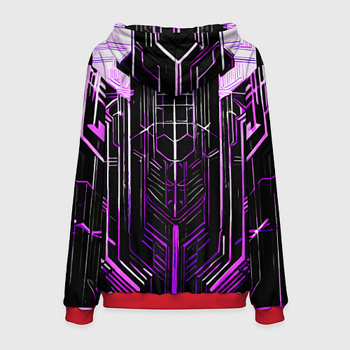 Мужская толстовка Purple lines on a black background / 3D-Красный – фото 2