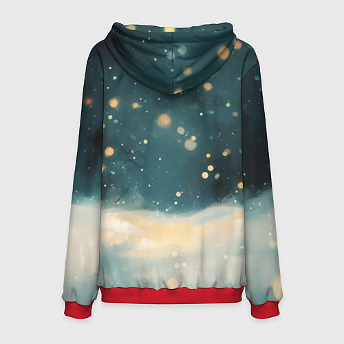 Мужская толстовка Мопс и маленькая елочка / 3D-Красный – фото 2