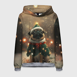 Мужская толстовка Мопс в костюме елки