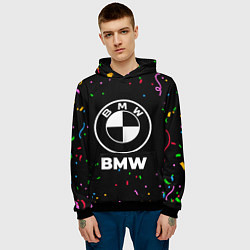 Толстовка-худи мужская BMW конфети, цвет: 3D-черный — фото 2