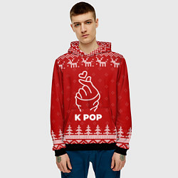 Толстовка-худи мужская Новогодний K Pop с оленями, цвет: 3D-черный — фото 2
