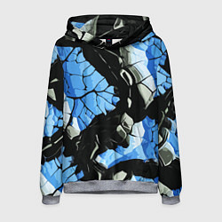 Толстовка-худи мужская Чёрные линии на чёрно-синем фоне, цвет: 3D-меланж