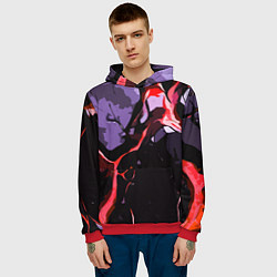 Толстовка-худи мужская Красный разлом в камне, цвет: 3D-красный — фото 2