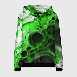 Толстовка-худи мужская Зелёно-белая абстрактная структура, цвет: 3D-черный