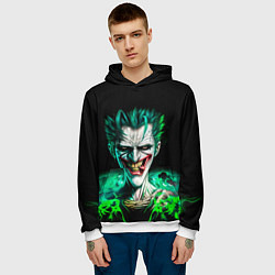 Толстовка-худи мужская Безумный клоун Джокер, цвет: 3D-белый — фото 2
