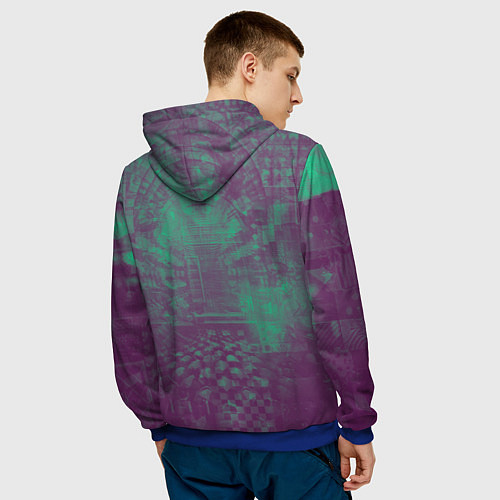 Мужская толстовка Киборг в пурпурных тонах / 3D-Синий – фото 4
