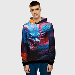 Толстовка-худи мужская Рогатый дракон, цвет: 3D-черный — фото 2