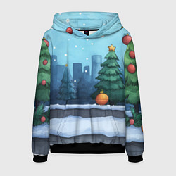 Мужская толстовка Елки и елочные игрушки