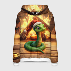 Мужская толстовка Зеленая новогодняя змея 2025 года