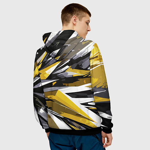 Мужская толстовка Чёрно-жёлто-белая абстракция / 3D-Черный – фото 4