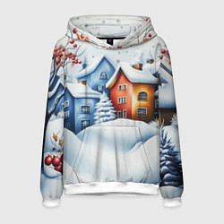 Мужская толстовка Зимний новогодний городской пейзаж