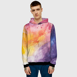 Толстовка-худи мужская Краски акварели, цвет: 3D-черный — фото 2