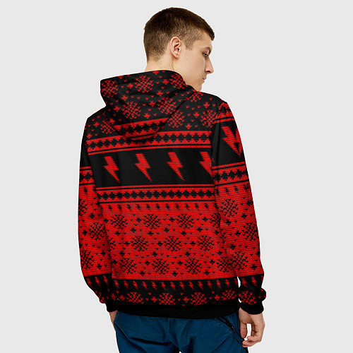 Мужская толстовка ACDC christmas sweater / 3D-Черный – фото 4