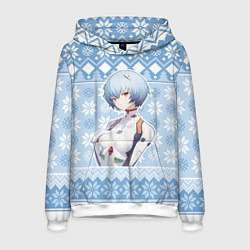 Толстовка-худи мужская Rei christmas sweater Evangelion, цвет: 3D-белый