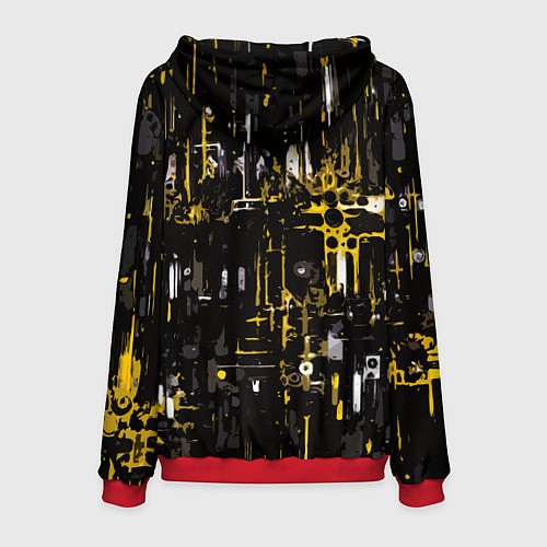 Мужская толстовка Бело-жёлтая абстракция на чёрном фоне / 3D-Красный – фото 2