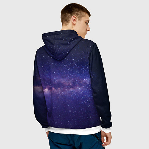 Мужская толстовка Чиловый парень в космосе / 3D-Белый – фото 4