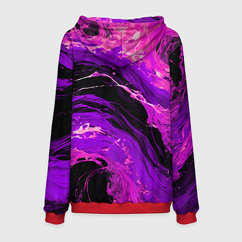 Мужская толстовка Фиолетовые брызги на чёрном фоне / 3D-Красный – фото 2