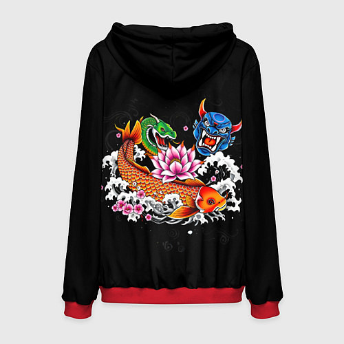 Мужская толстовка Татуировка рыба кои / 3D-Красный – фото 2
