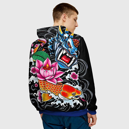 Мужская толстовка Иредзуми татуировка / 3D-Синий – фото 4