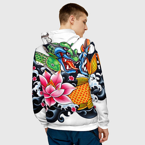 Мужская толстовка Иредзуми на белом фоне / 3D-Белый – фото 4