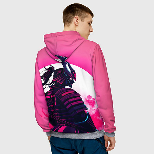 Мужская толстовка Самурай на розовом фоне / 3D-Меланж – фото 4