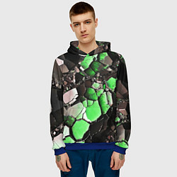 Толстовка-худи мужская Чёрно-зелёный камень, цвет: 3D-синий — фото 2