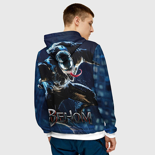 Мужская толстовка Веном в прыжке / 3D-Белый – фото 4