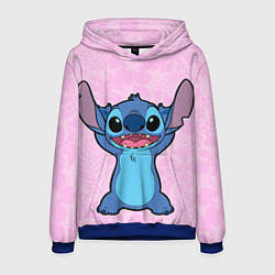 Мужская толстовка Stitch on a pink background