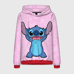 Мужская толстовка Stitch on a pink background