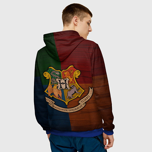 Мужская толстовка Hogwarts emblem / 3D-Синий – фото 4