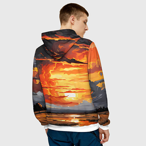 Мужская толстовка Багровый закат / 3D-Белый – фото 4