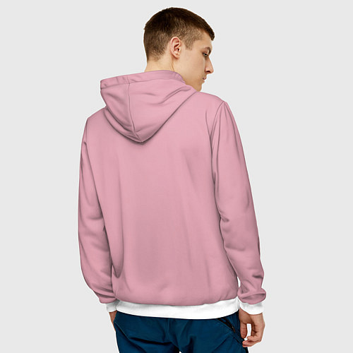 Мужская толстовка Лама альпака в очках с жевательной резинкой / 3D-Белый – фото 4