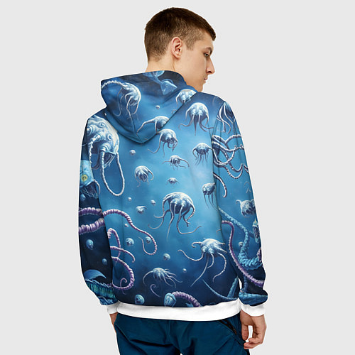 Мужская толстовка Мир фантастических осьминогов / 3D-Белый – фото 4