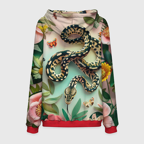 Мужская толстовка Змея и бабочки / 3D-Красный – фото 2