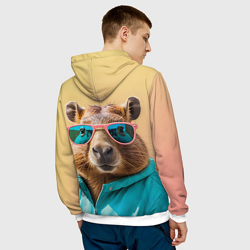 Мужская толстовка Модная капибара в отпуске / 3D-Белый – фото 4