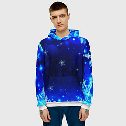 Толстовка-худи мужская Снежный узор, цвет: 3D-белый — фото 2