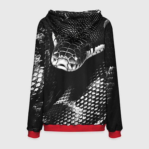 Мужская толстовка Черно-белая змея / 3D-Красный – фото 2