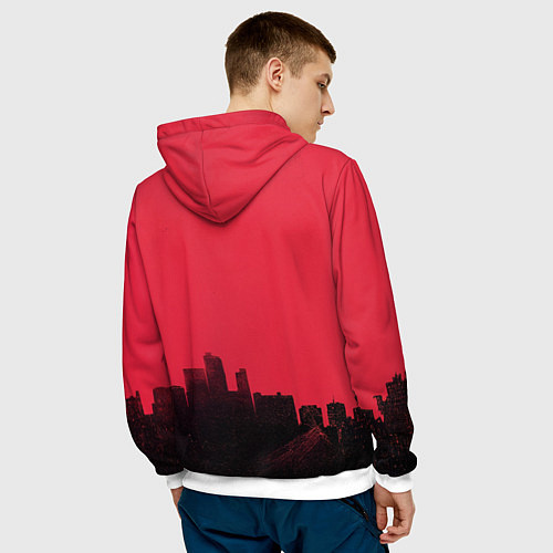 Мужская толстовка Godzilla destroys the city / 3D-Белый – фото 4