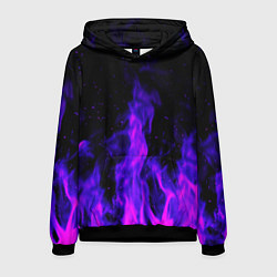 Мужская толстовка Неоновый огонь на черном фоне