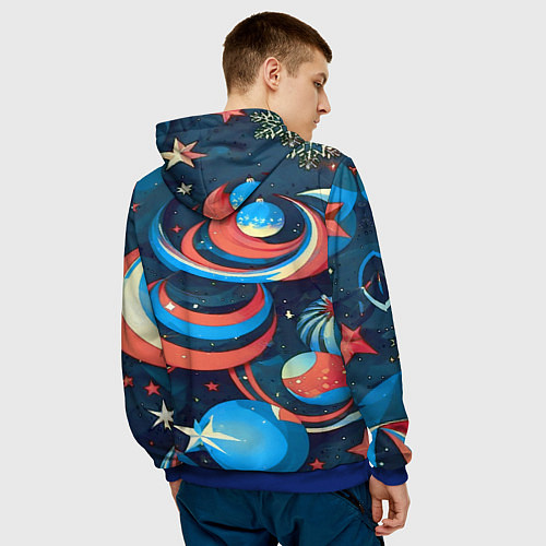 Мужская толстовка Абстракция ёлочных игрушек / 3D-Синий – фото 4