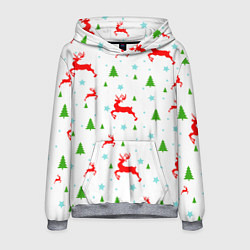Мужская толстовка Новогодние олени с ёлками