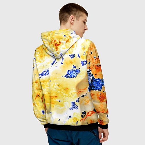 Мужская толстовка Сине-золотая абстракция / 3D-Черный – фото 4