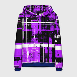 Мужская толстовка Фиолетово-белый гранж на чёрном фоне